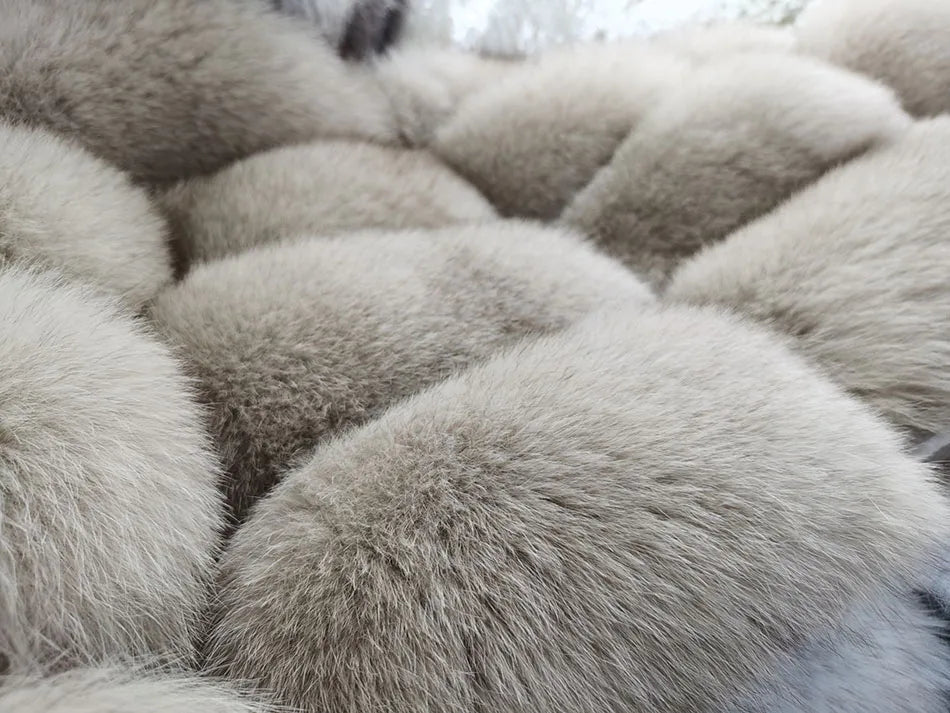 2025 MAOMAOKONG Natural Real Fox Fur Coat Women Winter Long Sleeve Luxury Raccoon Fur Jackets Thick Top Female Furry Coat Vest - MAGUSTA BEAUTY
