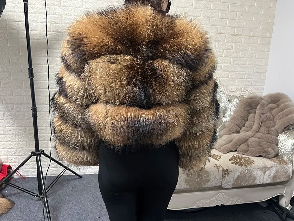 2025 MAOMAOKONG Natural Real Fox Fur Coat Women Winter Long Sleeve Luxury Raccoon Fur Jackets Thick Top Female Furry Coat Vest - MAGUSTA BEAUTY