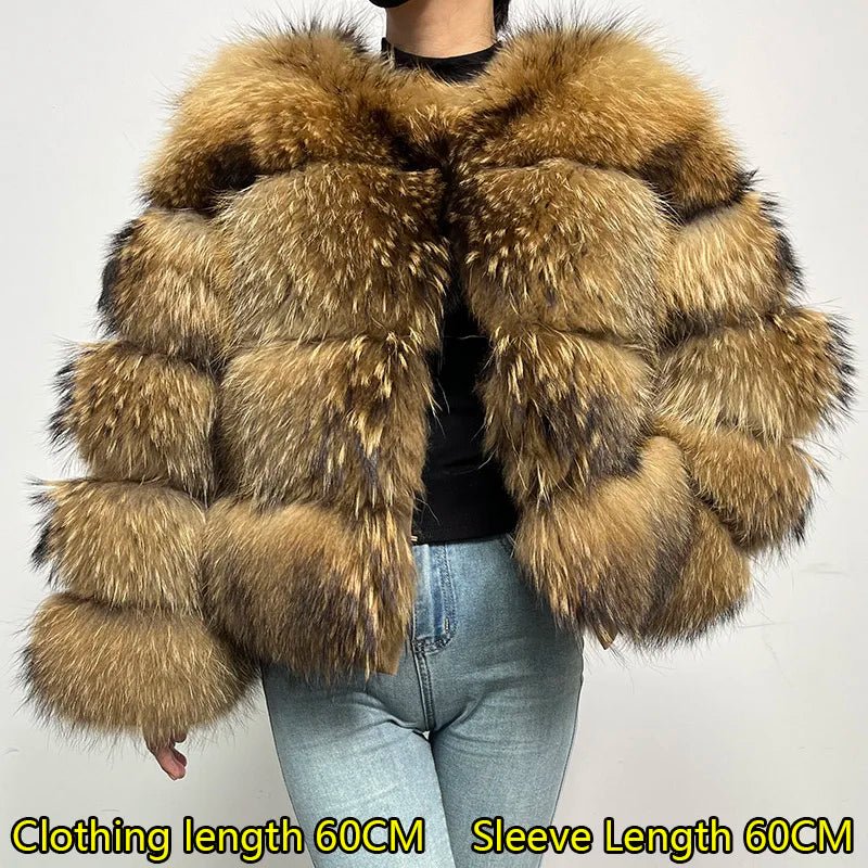 2025 MAOMAOKONG Natural Real Fox Fur Coat Women Winter Long Sleeve Luxury Raccoon Fur Jackets Thick Top Female Furry Coat Vest - MAGUSTA BEAUTY