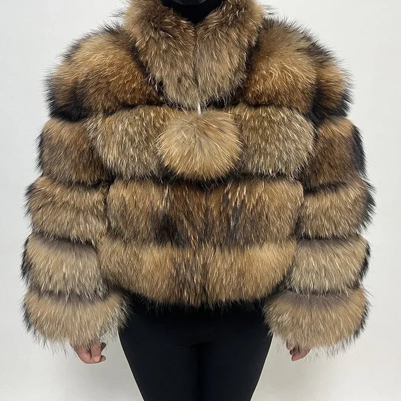 2025 MAOMAOKONG Natural Real Fox Fur Coat Women Winter Long Sleeve Luxury Raccoon Fur Jackets Thick Top Female Furry Coat Vest - MAGUSTA BEAUTY