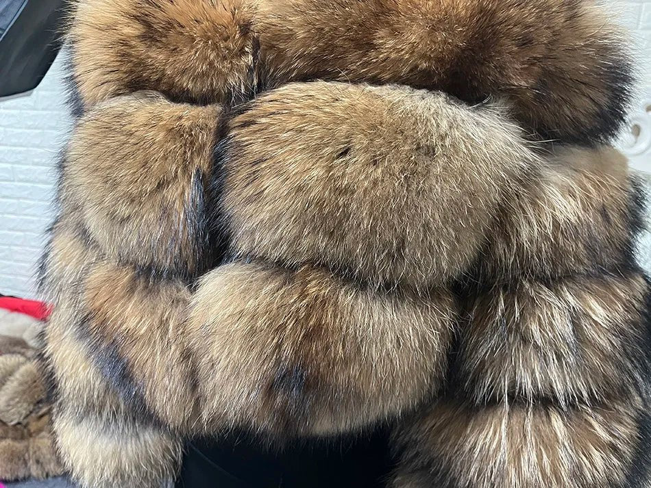 2025 MAOMAOKONG Natural Real Fox Fur Coat Women Winter Long Sleeve Luxury Raccoon Fur Jackets Thick Top Female Furry Coat Vest - MAGUSTA BEAUTY