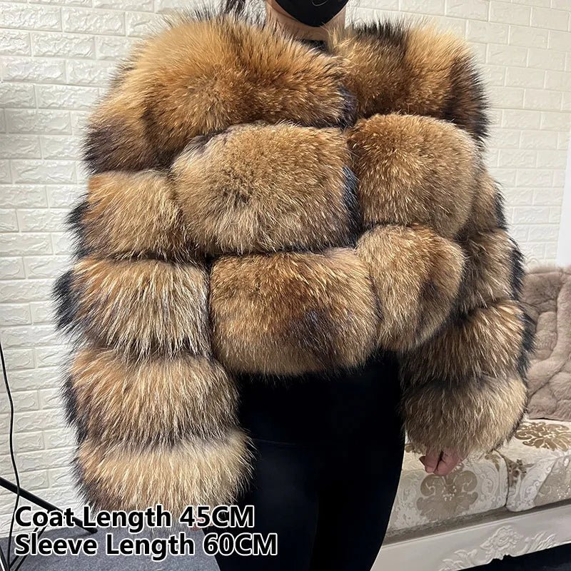 2025 MAOMAOKONG Natural Real Fox Fur Coat Women Winter Long Sleeve Luxury Raccoon Fur Jackets Thick Top Female Furry Coat Vest - MAGUSTA BEAUTY