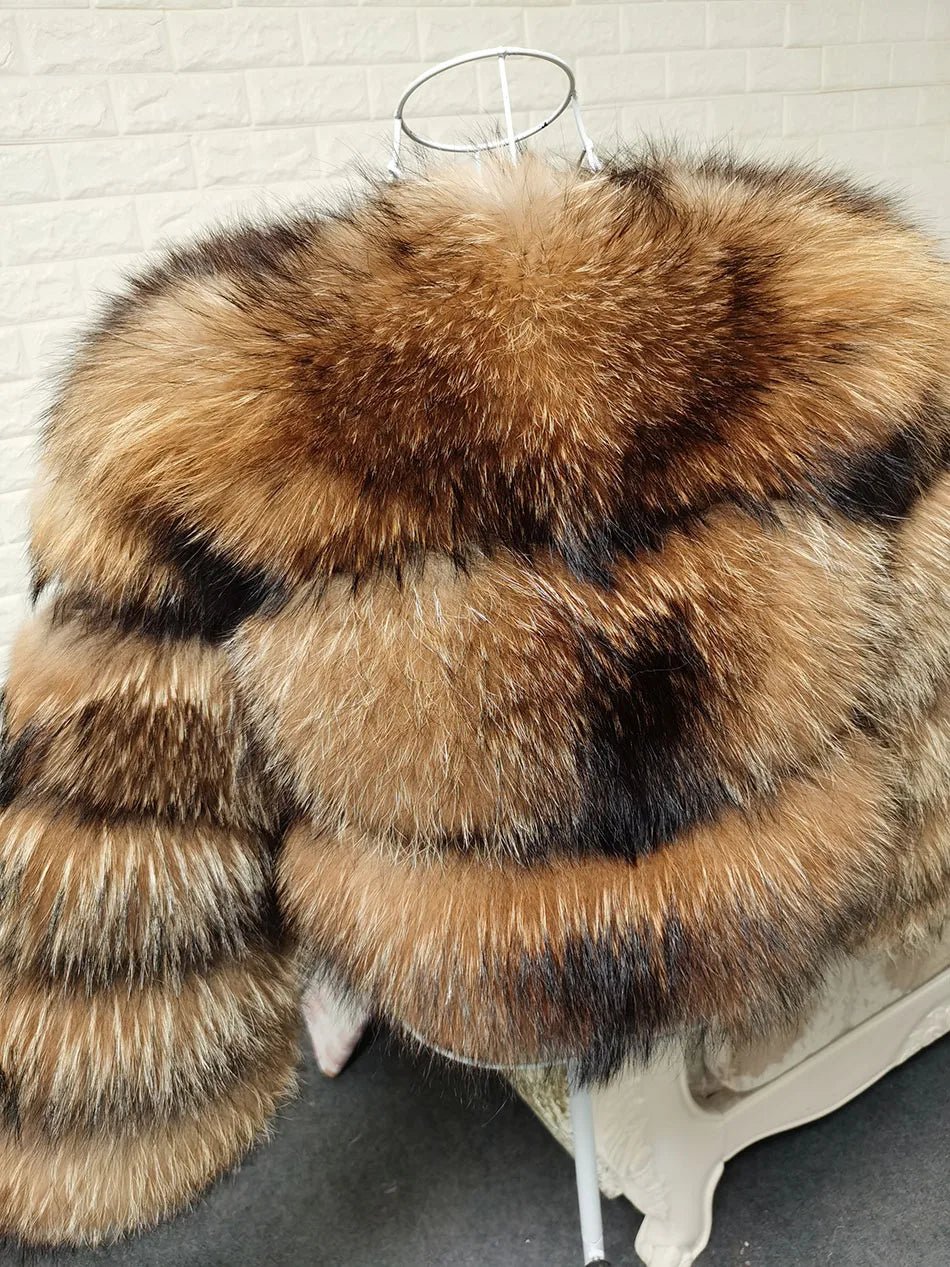 2025 MAOMAOKONG Natural Real Fox Fur Coat Women Winter Long Sleeve Luxury Raccoon Fur Jackets Thick Top Female Furry Coat Vest - MAGUSTA BEAUTY