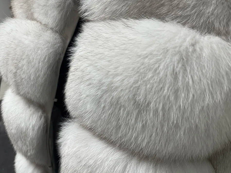 2025 MAOMAOKONG Natural Real Fox Fur Coat Women Winter Long Sleeve Luxury Raccoon Fur Jackets Thick Top Female Furry Coat Vest - MAGUSTA BEAUTY