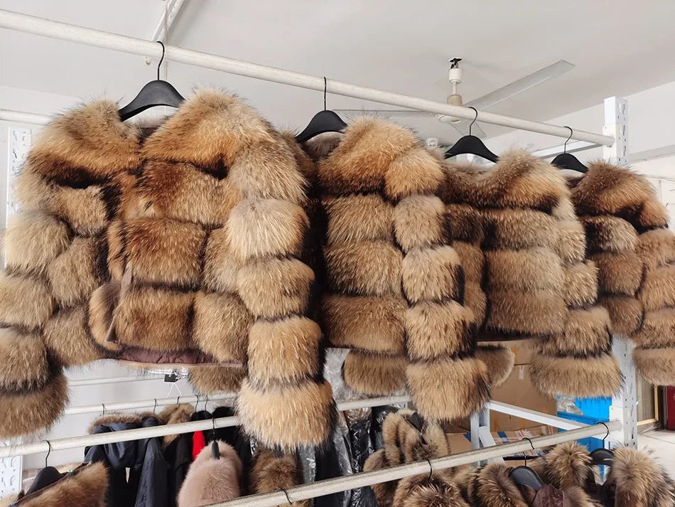 2025 MAOMAOKONG Natural Real Fox Fur Coat Women Winter Long Sleeve Luxury Raccoon Fur Jackets Thick Top Female Furry Coat Vest - MAGUSTA BEAUTY