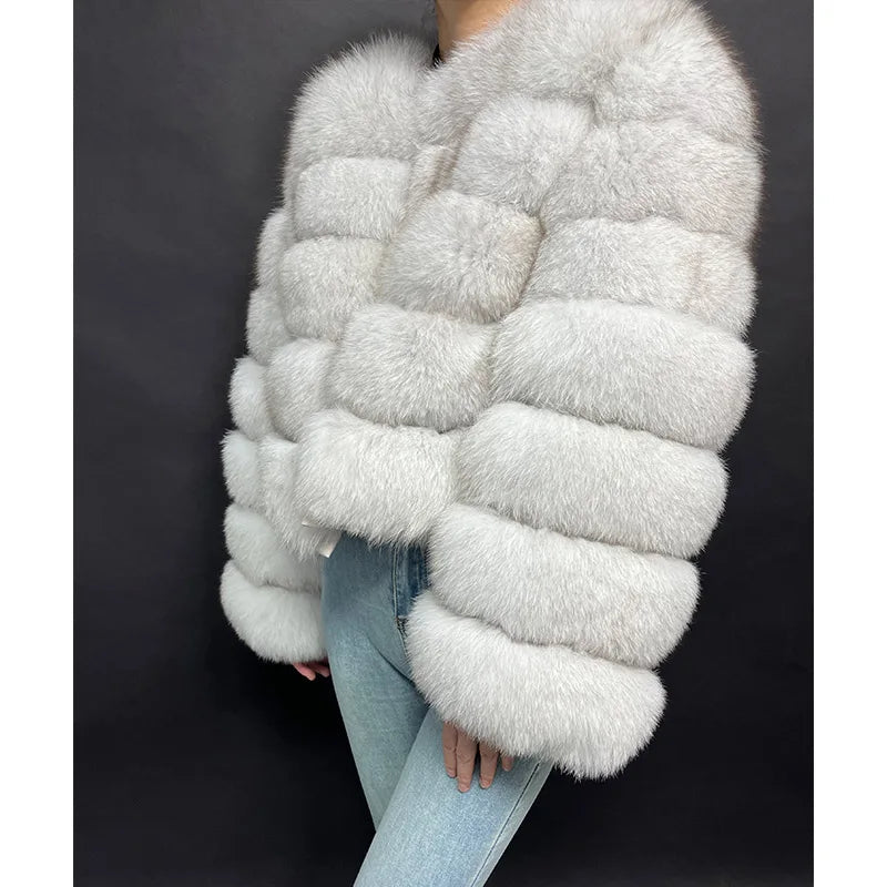 2025 MAOMAOKONG Natural Real Fox Fur Coat Women Winter Long Sleeve Luxury Raccoon Fur Jackets Thick Top Female Furry Coat Vest - MAGUSTA BEAUTY