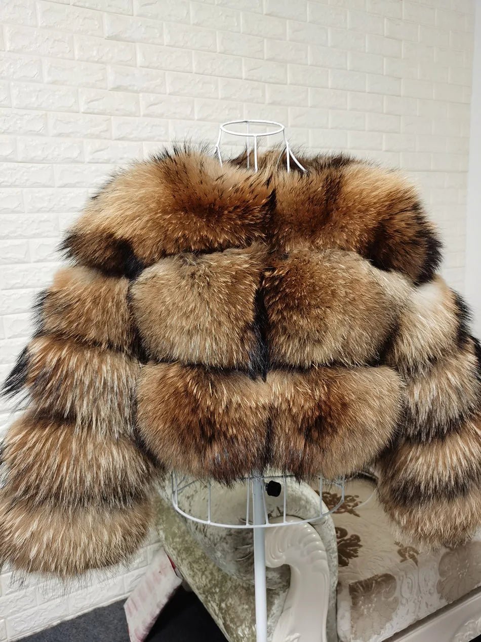 2025 MAOMAOKONG Natural Real Fox Fur Coat Women Winter Long Sleeve Luxury Raccoon Fur Jackets Thick Top Female Furry Coat Vest - MAGUSTA BEAUTY