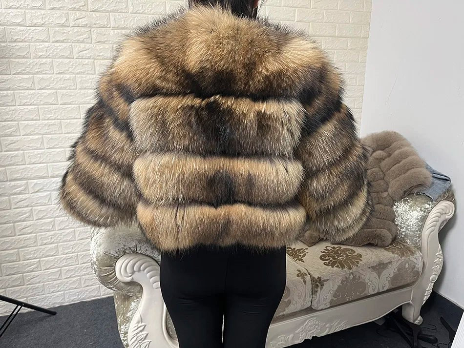 2025 MAOMAOKONG Natural Real Fox Fur Coat Women Winter Long Sleeve Luxury Raccoon Fur Jackets Thick Top Female Furry Coat Vest - MAGUSTA BEAUTY