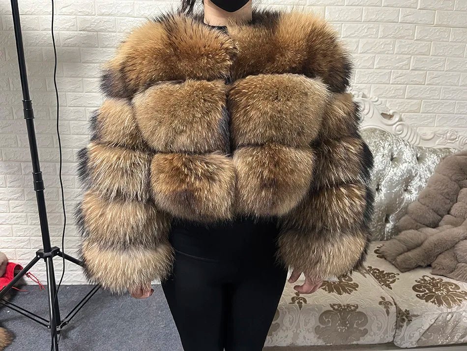 2025 MAOMAOKONG Natural Real Fox Fur Coat Women Winter Long Sleeve Luxury Raccoon Fur Jackets Thick Top Female Furry Coat Vest - MAGUSTA BEAUTY