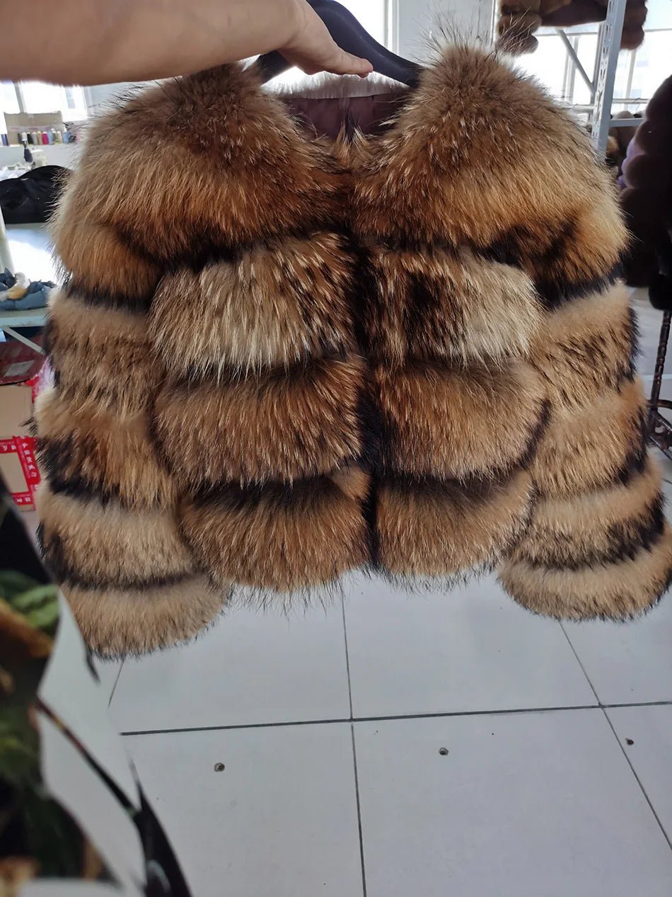 2025 MAOMAOKONG Natural Real Fox Fur Coat Women Winter Long Sleeve Luxury Raccoon Fur Jackets Thick Top Female Furry Coat Vest - MAGUSTA BEAUTY