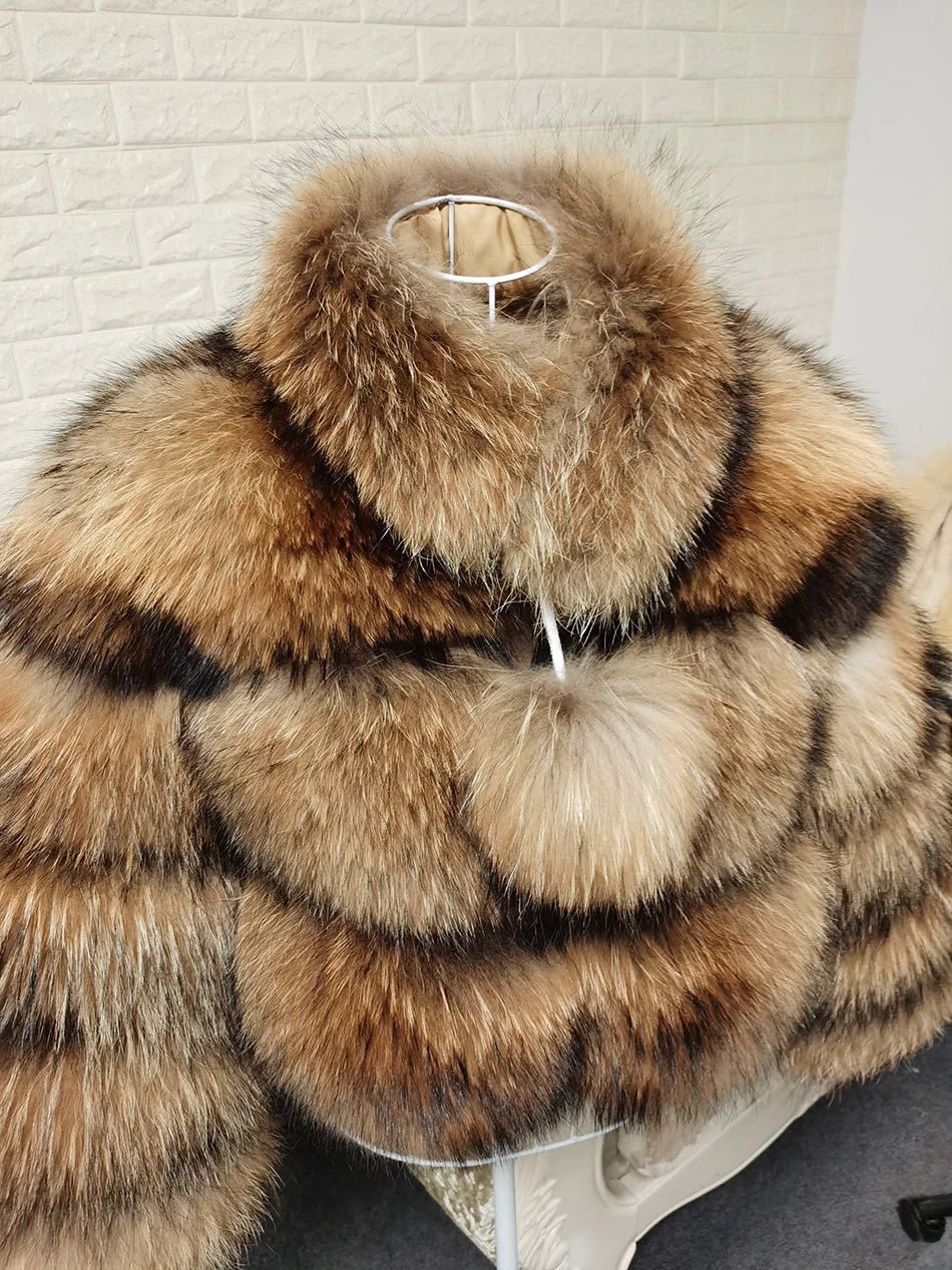 2025 MAOMAOKONG Natural Real Fox Fur Coat Women Winter Long Sleeve Luxury Raccoon Fur Jackets Thick Top Female Furry Coat Vest - MAGUSTA BEAUTY