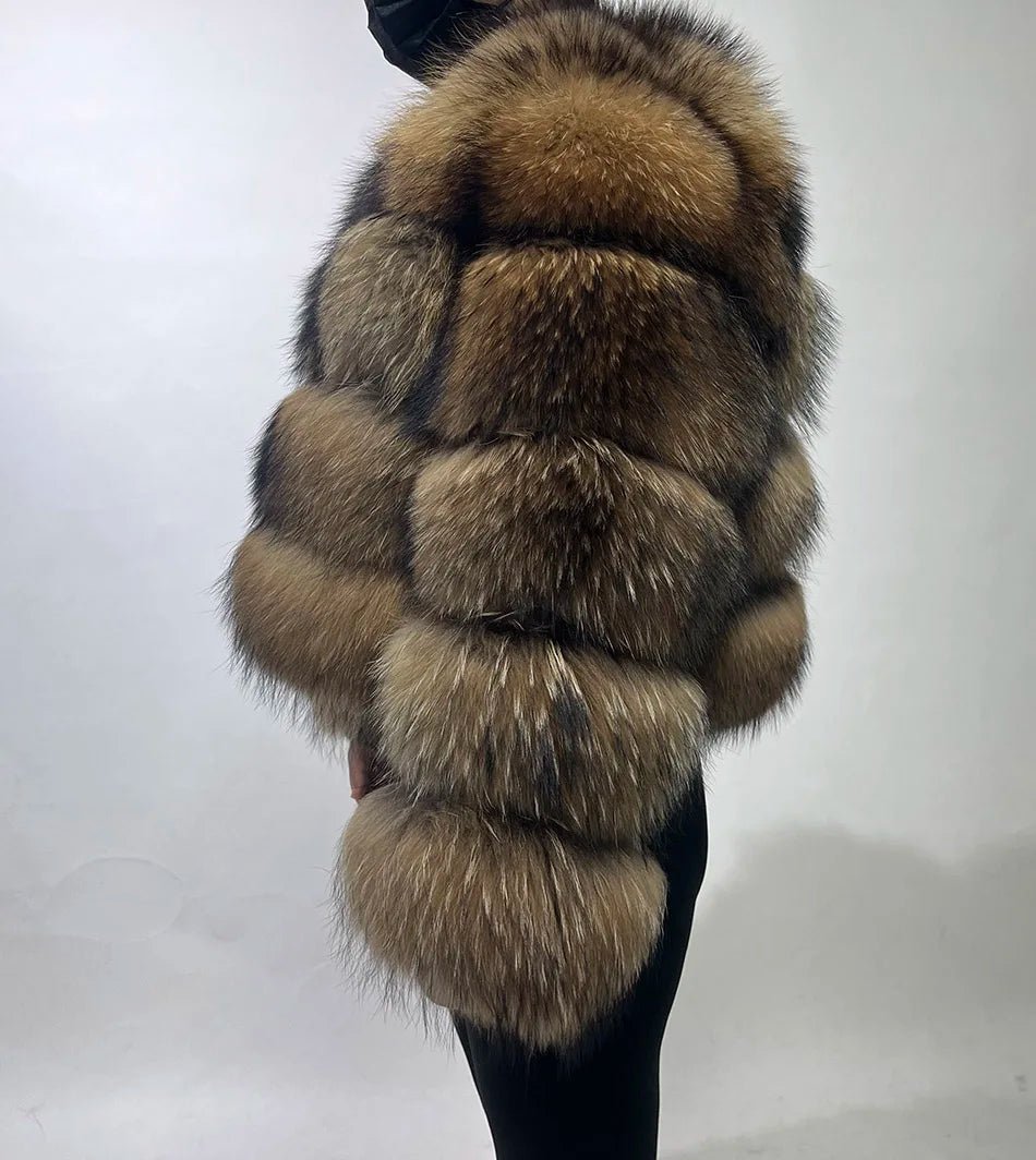 2025 MAOMAOKONG Natural Real Fox Fur Coat Women Winter Long Sleeve Luxury Raccoon Fur Jackets Thick Top Female Furry Coat Vest - MAGUSTA BEAUTY