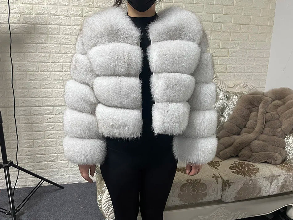 2025 MAOMAOKONG Natural Real Fox Fur Coat Women Winter Long Sleeve Luxury Raccoon Fur Jackets Thick Top Female Furry Coat Vest - MAGUSTA BEAUTY