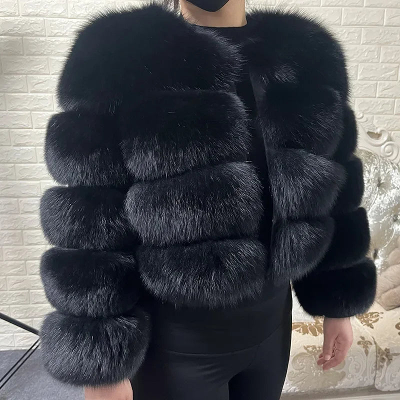 2025 MAOMAOKONG Natural Real Fox Fur Coat Women Winter Long Sleeve Luxury Raccoon Fur Jackets Thick Top Female Furry Coat Vest - MAGUSTA BEAUTY