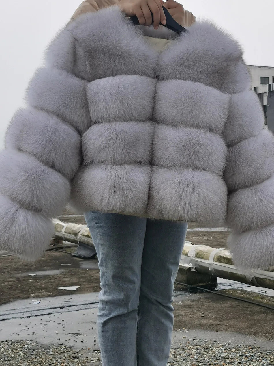 2025 MAOMAOKONG Natural Real Fox Fur Coat Women Winter Long Sleeve Luxury Raccoon Fur Jackets Thick Top Female Furry Coat Vest - MAGUSTA BEAUTY