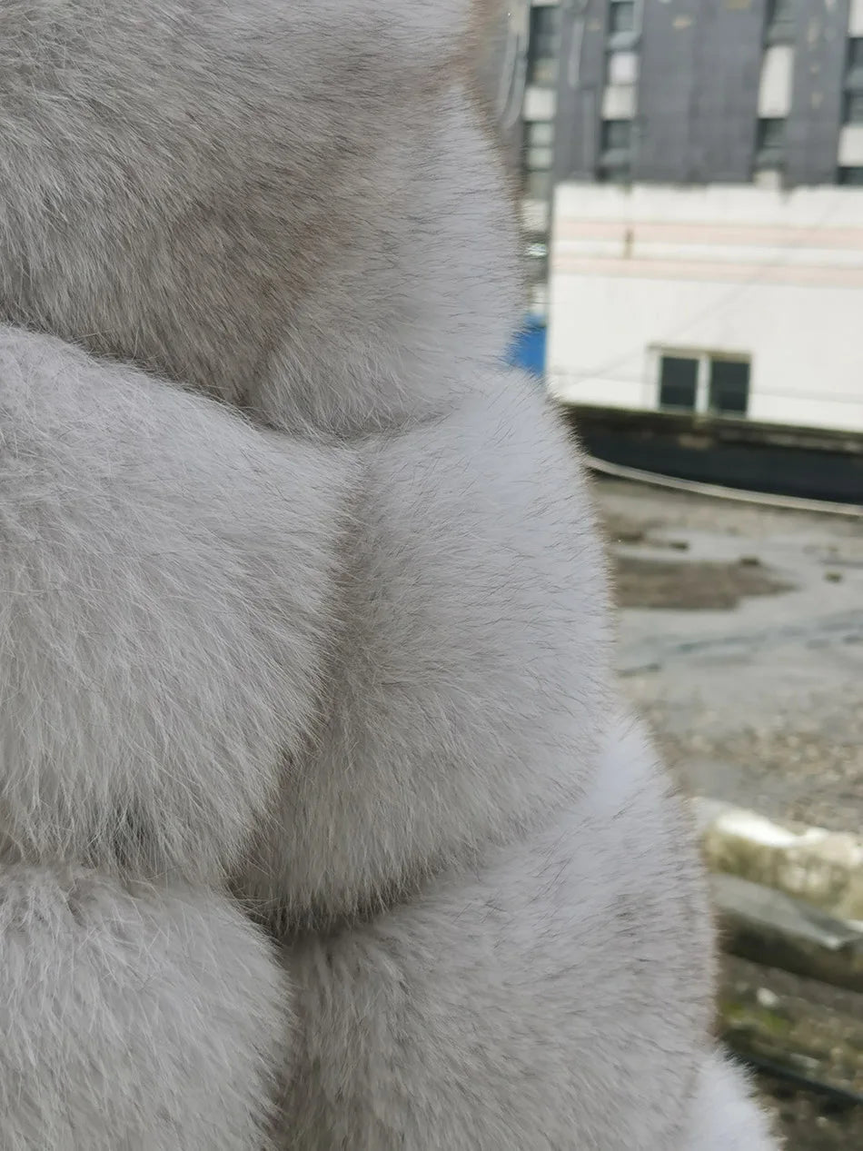 2025 MAOMAOKONG Natural Real Fox Fur Coat Women Winter Long Sleeve Luxury Raccoon Fur Jackets Thick Top Female Furry Coat Vest - MAGUSTA BEAUTY