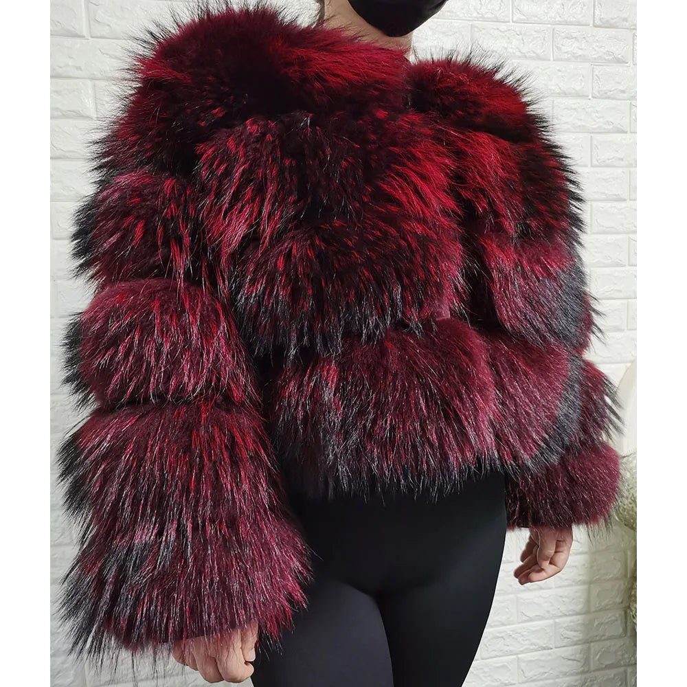 2025 MAOMAOKONG Natural Real Fox Fur Coat Women Winter Long Sleeve Luxury Raccoon Fur Jackets Thick Top Female Furry Coat Vest - MAGUSTA BEAUTY