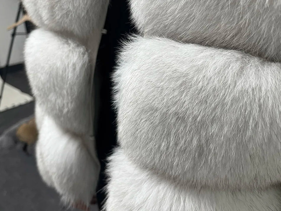 2025 MAOMAOKONG Natural Real Fox Fur Coat Women Winter Long Sleeve Luxury Raccoon Fur Jackets Thick Top Female Furry Coat Vest - MAGUSTA BEAUTY