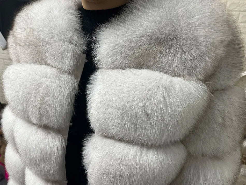 2025 MAOMAOKONG Natural Real Fox Fur Coat Women Winter Long Sleeve Luxury Raccoon Fur Jackets Thick Top Female Furry Coat Vest - MAGUSTA BEAUTY