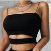 2025 New Fashion Hot Sexy Women Summer Sexy Casual Sleeveless Cut - Out Short Tee Shirt Crop Top Vest Strap Tank Top Blouse - MAGUSTA BEAUTY