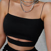 2025 New Fashion Hot Sexy Women Summer Sexy Casual Sleeveless Cut - Out Short Tee Shirt Crop Top Vest Strap Tank Top Blouse - MAGUSTA BEAUTY