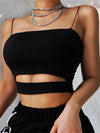 2025 New Fashion Hot Sexy Women Summer Sexy Casual Sleeveless Cut - Out Short Tee Shirt Crop Top Vest Strap Tank Top Blouse - MAGUSTA BEAUTY