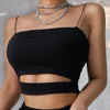 2025 New Fashion Hot Sexy Women Summer Sexy Casual Sleeveless Cut - Out Short Tee Shirt Crop Top Vest Strap Tank Top Blouse - MAGUSTA BEAUTY