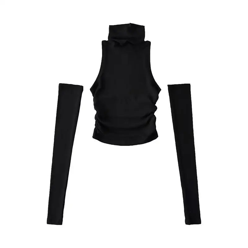 2025 New Spicy Girls Y2k Tops Oversleeve Sexy Turtleneck Tank Top for Women's Slim Fit Short tshirt Skinny Streetwear Crop Top - MAGUSTA BEAUTY
