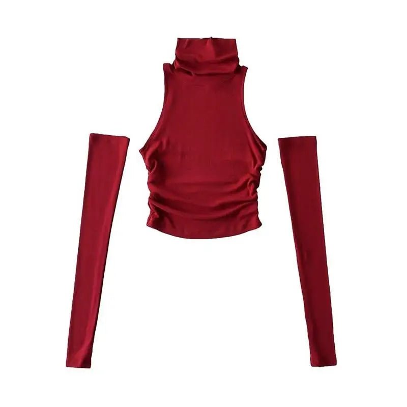 2025 New Spicy Girls Y2k Tops Oversleeve Sexy Turtleneck Tank Top for Women's Slim Fit Short tshirt Skinny Streetwear Crop Top - MAGUSTA BEAUTY
