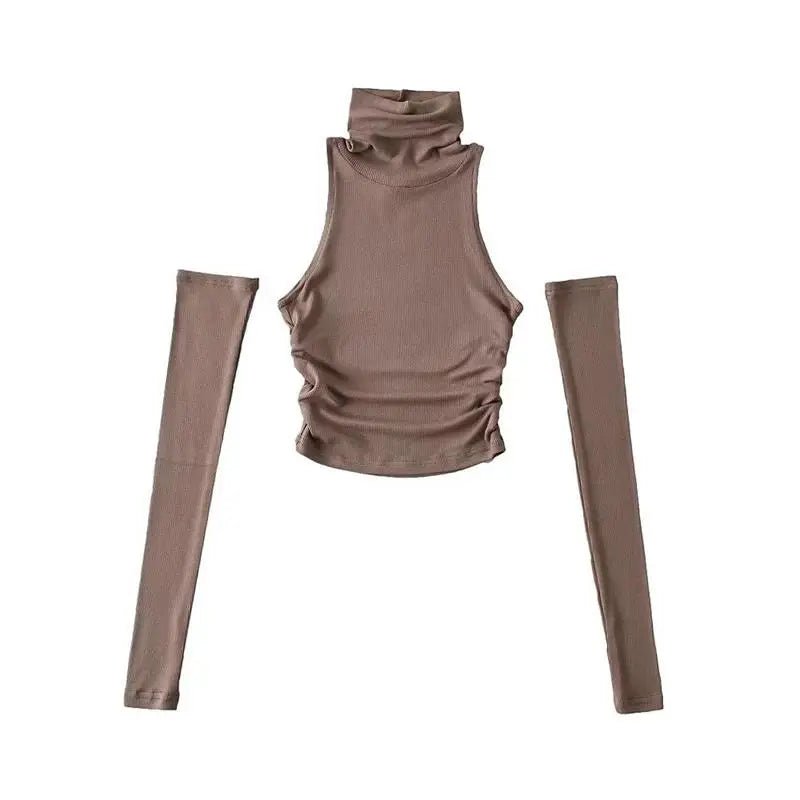 2025 New Spicy Girls Y2k Tops Oversleeve Sexy Turtleneck Tank Top for Women's Slim Fit Short tshirt Skinny Streetwear Crop Top - MAGUSTA BEAUTY