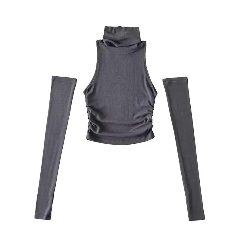 2025 New Spicy Girls Y2k Tops Oversleeve Sexy Turtleneck Tank Top for Women's Slim Fit Short tshirt Skinny Streetwear Crop Top - MAGUSTA BEAUTY