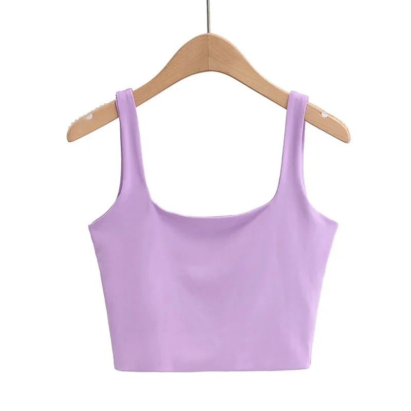 2025 Summer Women Sexy Sleeveless Tops Fashion Short Square Collar Tank Tops 6 Colors - MAGUSTA BEAUTY