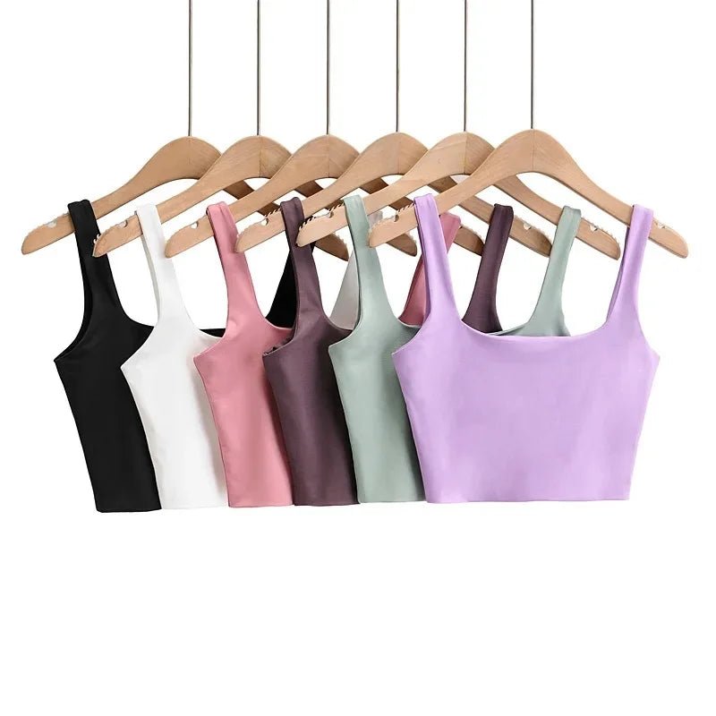 2025 Summer Women Sexy Sleeveless Tops Fashion Short Square Collar Tank Tops 6 Colors - MAGUSTA BEAUTY