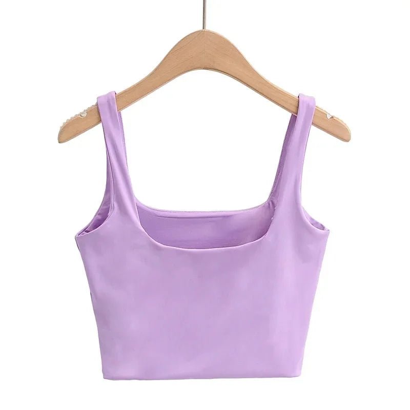 2025 Summer Women Sexy Sleeveless Tops Fashion Short Square Collar Tank Tops 6 Colors - MAGUSTA BEAUTY