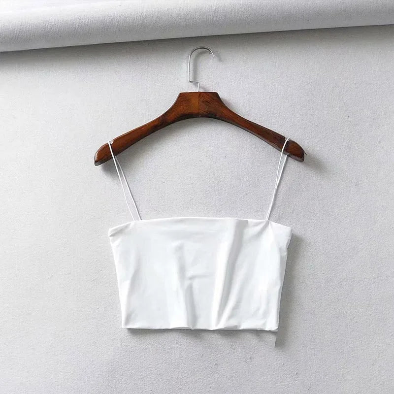 2025 Summer Women's Crop Top Sexy Elastic Cotton Camis sleeveless Short Tank Top Bar - MAGUSTA BEAUTY