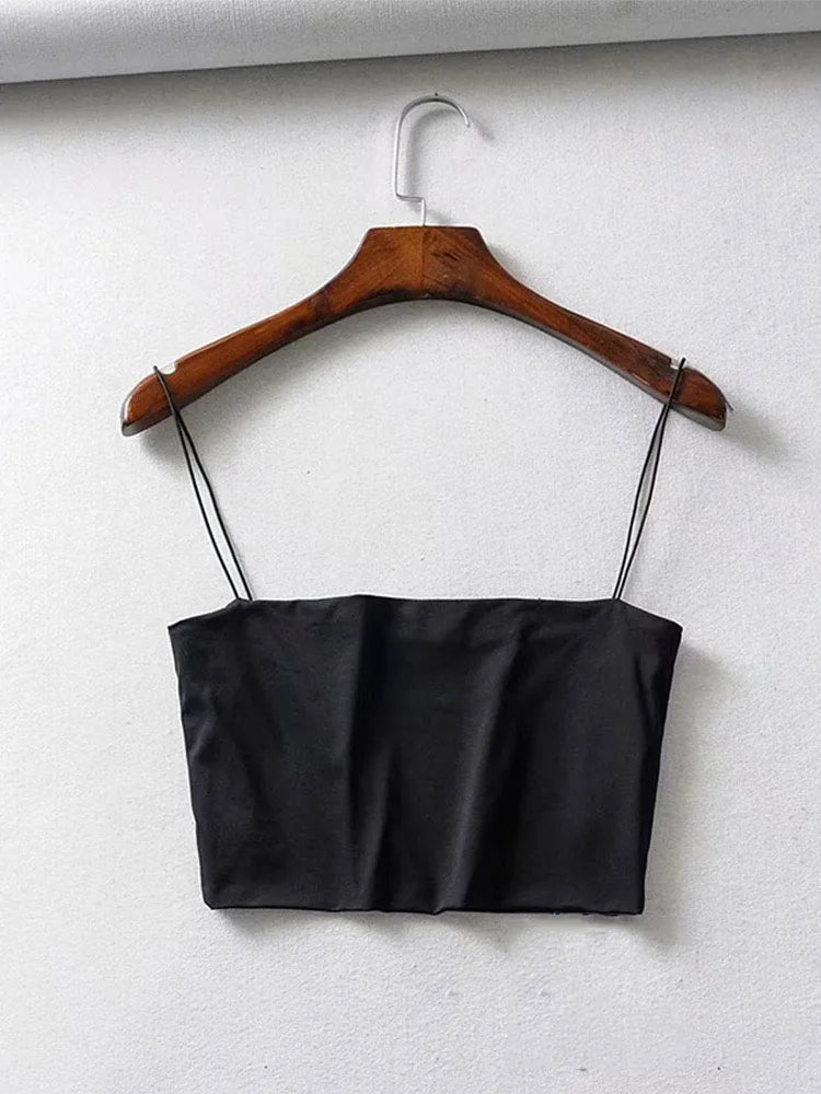 2025 Summer Women's Crop Top Sexy Elastic Cotton Camis sleeveless Short Tank Top Bar - MAGUSTA BEAUTY