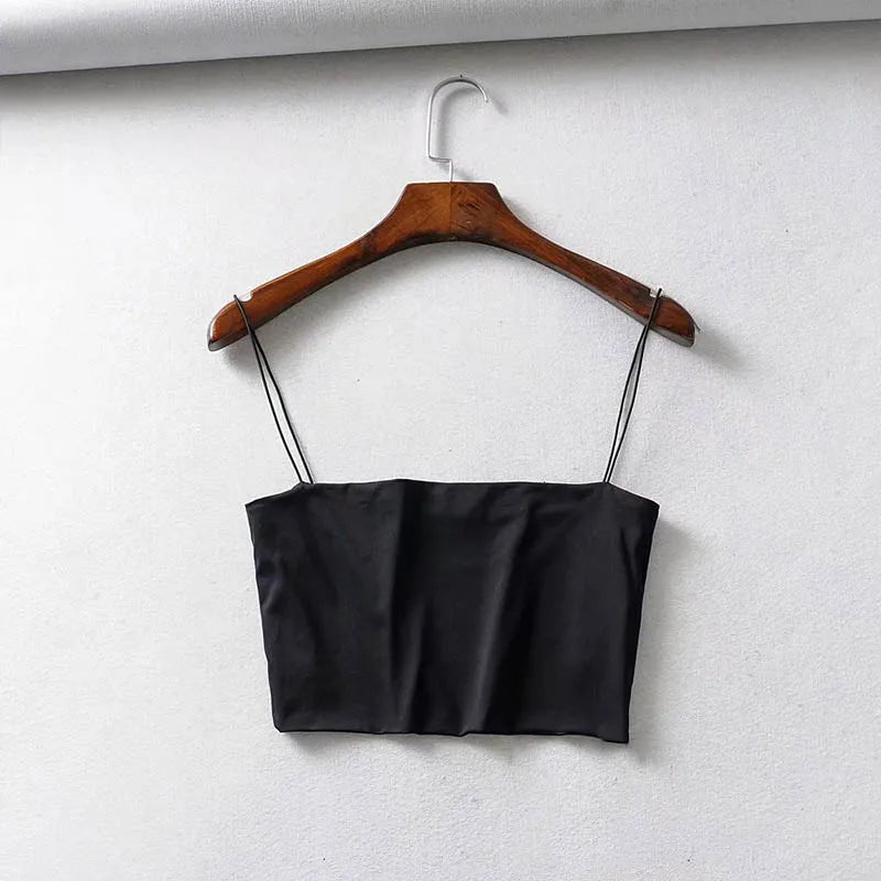 2025 Summer Women's Crop Top Sexy Elastic Cotton Camis sleeveless Short Tank Top Bar - MAGUSTA BEAUTY