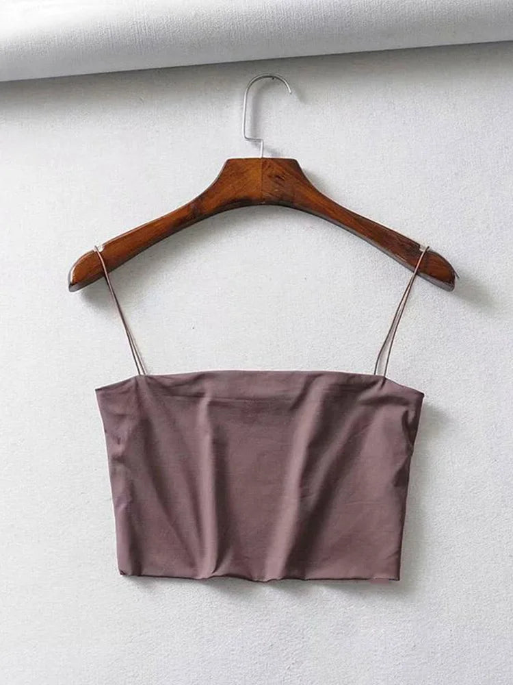 2025 Summer Women's Crop Top Sexy Elastic Cotton Camis sleeveless Short Tank Top Bar - MAGUSTA BEAUTY