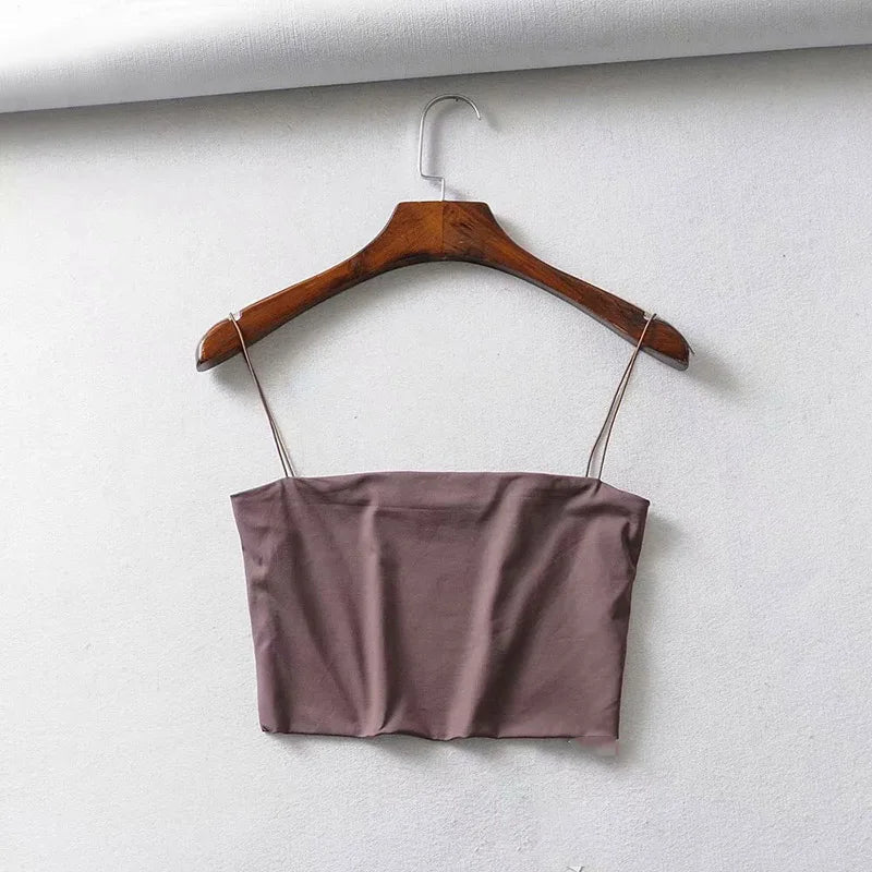 2025 Summer Women's Crop Top Sexy Elastic Cotton Camis sleeveless Short Tank Top Bar - MAGUSTA BEAUTY