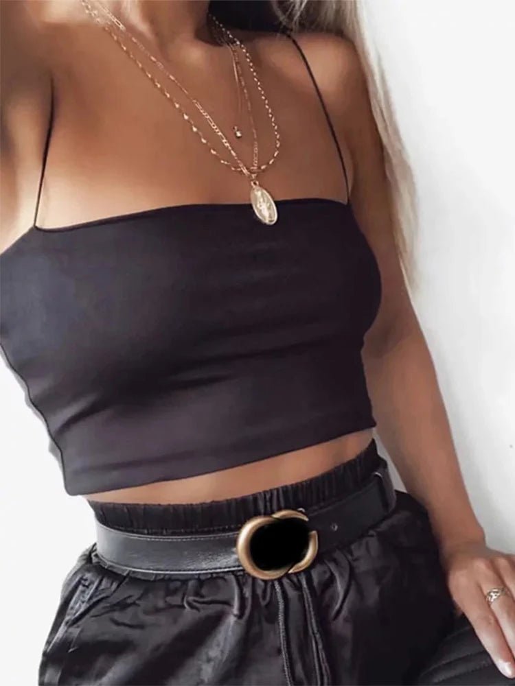 2025 Summer Women's Crop Top Sexy Elastic Cotton Camis sleeveless Short Tank Top Bar - MAGUSTA BEAUTY