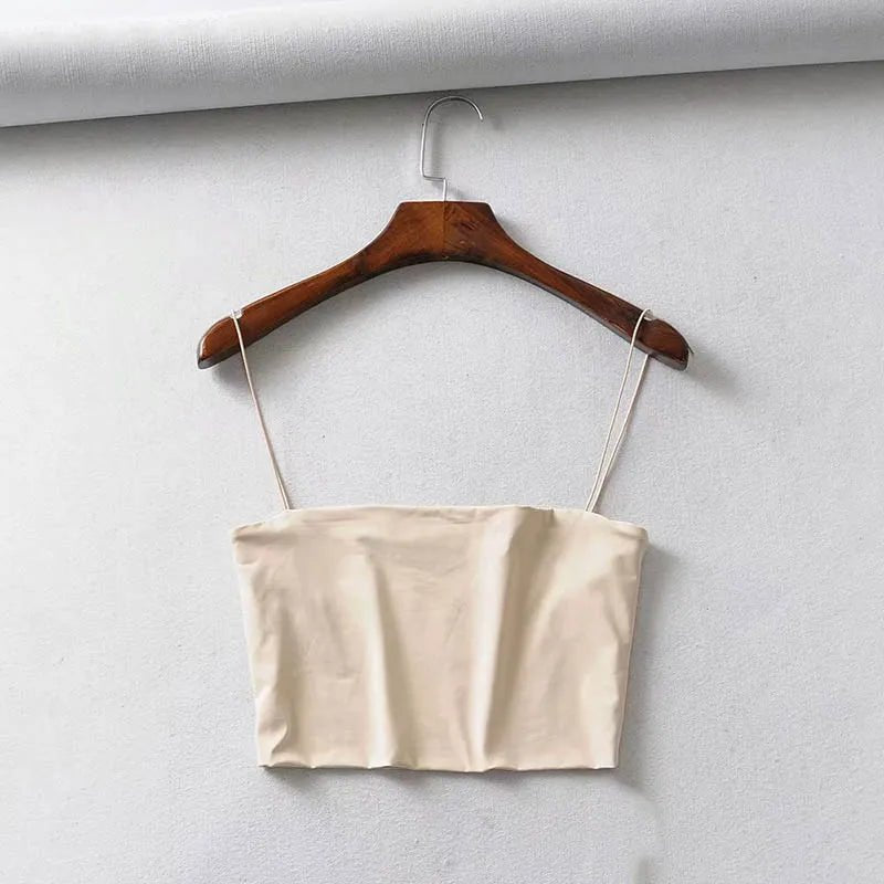 2025 Summer Women's Crop Top Sexy Elastic Cotton Camis sleeveless Short Tank Top Bar - MAGUSTA BEAUTY
