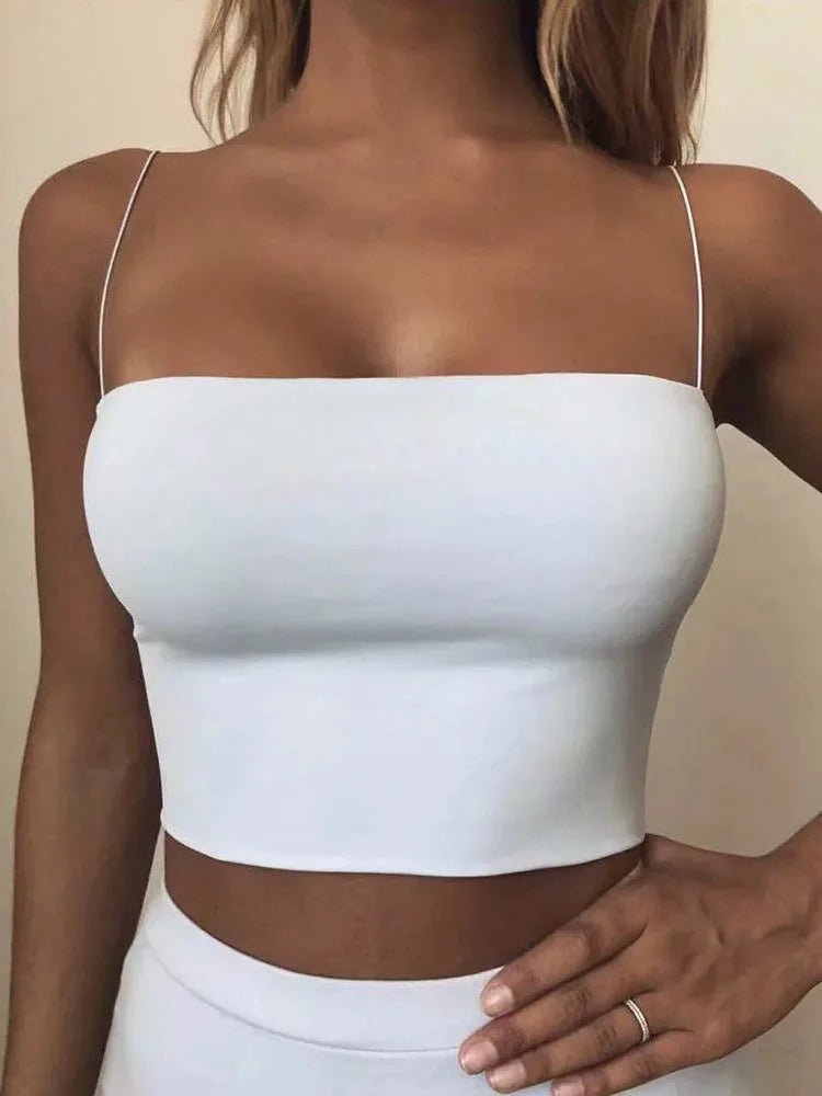 2025 Summer Women's Crop Top Sexy Elastic Cotton Camis sleeveless Short Tank Top Bar - MAGUSTA BEAUTY