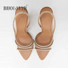 2025 Women Summer Rhinestone Slingback Pumps Office Lady Transparent Heeled Sandals Elegant Pointed Toe Female Sexy High Heels - MAGUSTA BEAUTY
