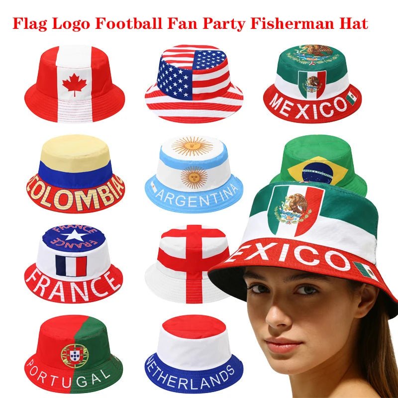 2026 Countries National Flag Bucket Hat Men Women Football Fan Party Football Cup Reversible Sun Hat Soccer Fans Fisherman Hat - MAGUSTA BEAUTY