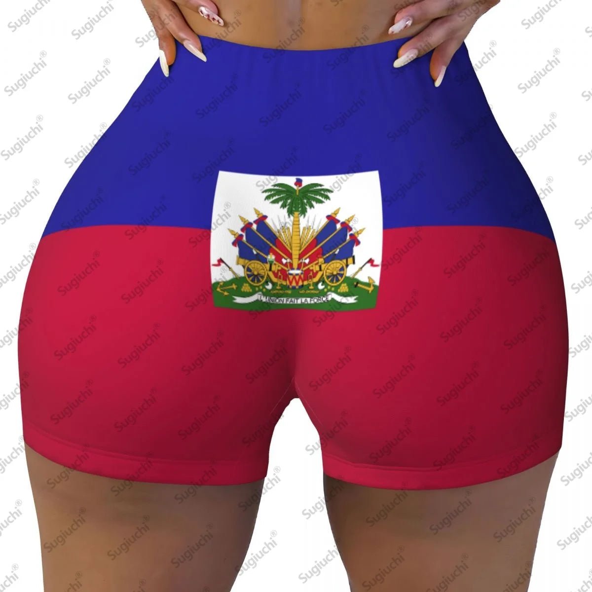 2026 Haiti Flag Yoga Shorts for Women Workout Scrunch Butt Lifting High Waisted Gym Running Short Pants - MAGUSTA BEAUTY