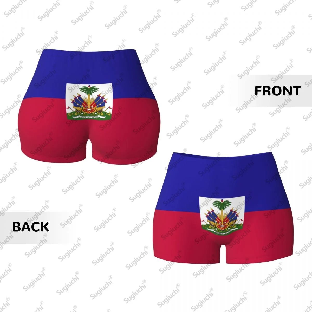 2026 Haiti Flag Yoga Shorts for Women Workout Scrunch Butt Lifting High Waisted Gym Running Short Pants - MAGUSTA BEAUTY