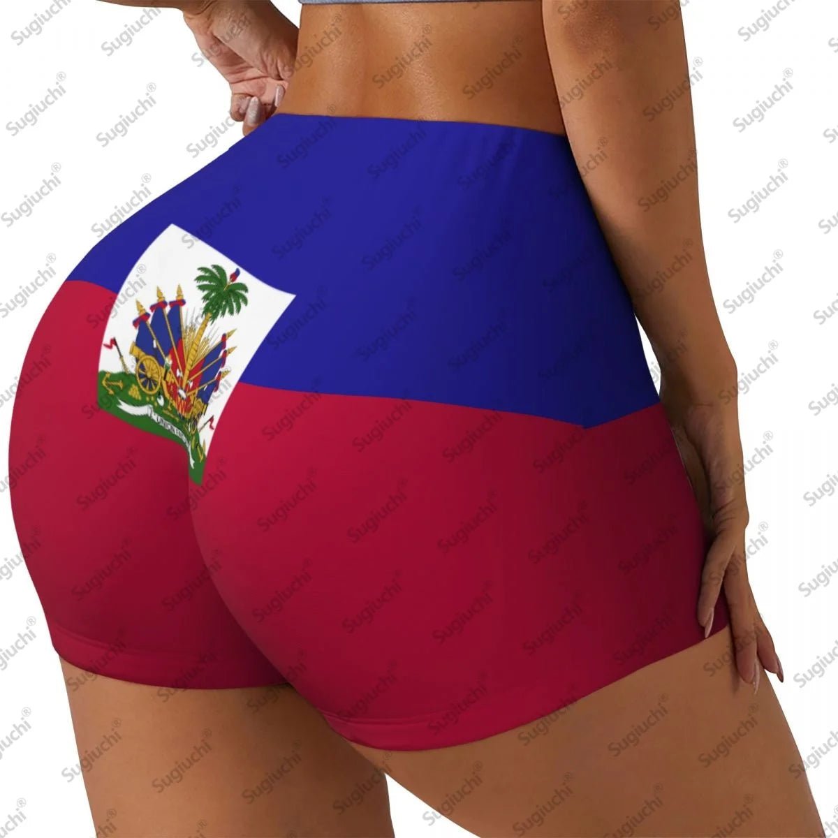 2026 Haiti Flag Yoga Shorts for Women Workout Scrunch Butt Lifting High Waisted Gym Running Short Pants - MAGUSTA BEAUTY