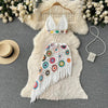 2026Women's Summer Bohemian Style Holiday knitted Set Tassel Halter Top WithSkirt Set Knitted Skirt Suit Two Piece Set for Women - MAGUSTA BEAUTY