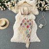 2026Women's Summer Bohemian Style Holiday knitted Set Tassel Halter Top WithSkirt Set Knitted Skirt Suit Two Piece Set for Women - MAGUSTA BEAUTY