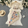 2026Women's Summer Bohemian Style Holiday knitted Set Tassel Halter Top WithSkirt Set Knitted Skirt Suit Two Piece Set for Women - MAGUSTA BEAUTY
